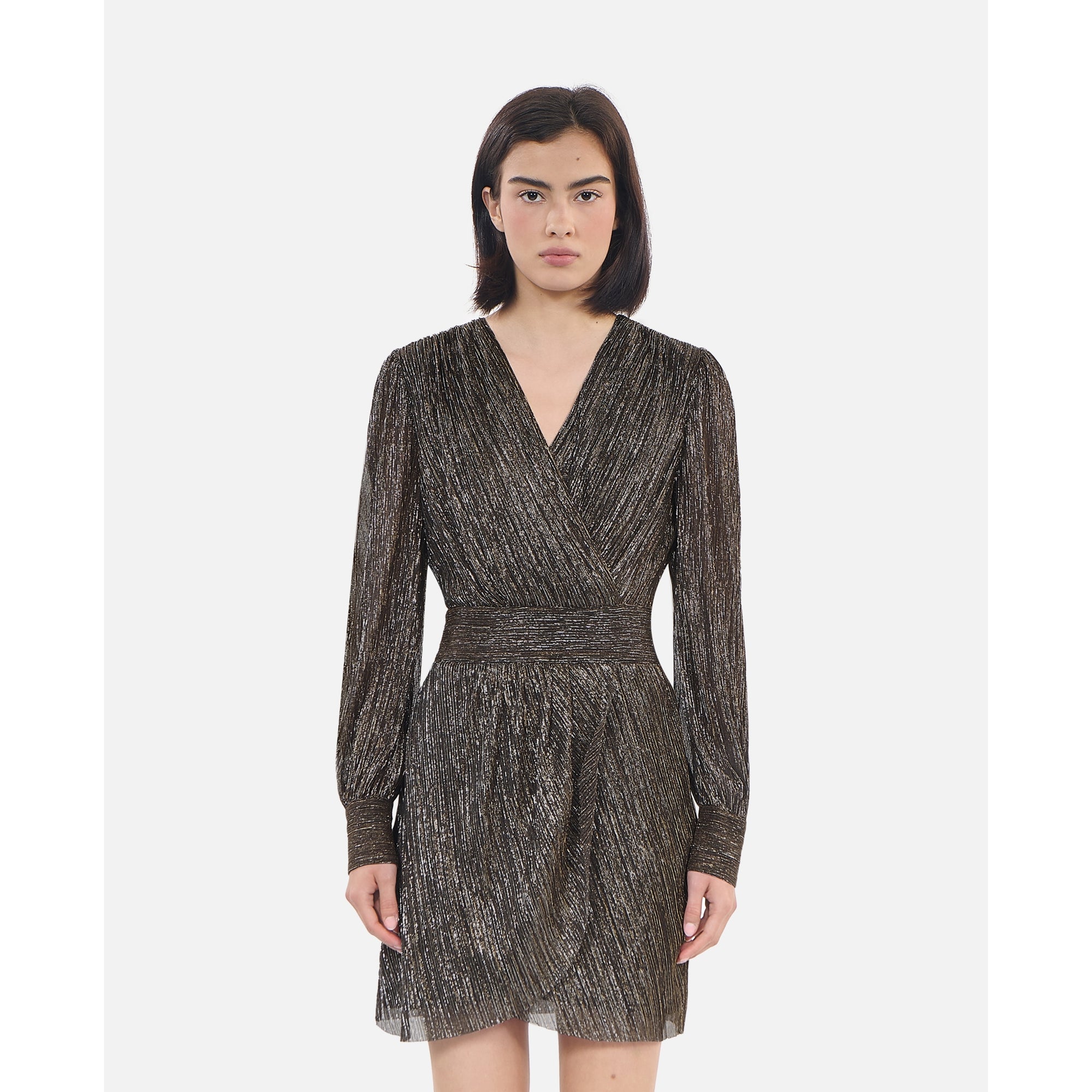 Metallic Jersey Short Dress | Women | Bronze