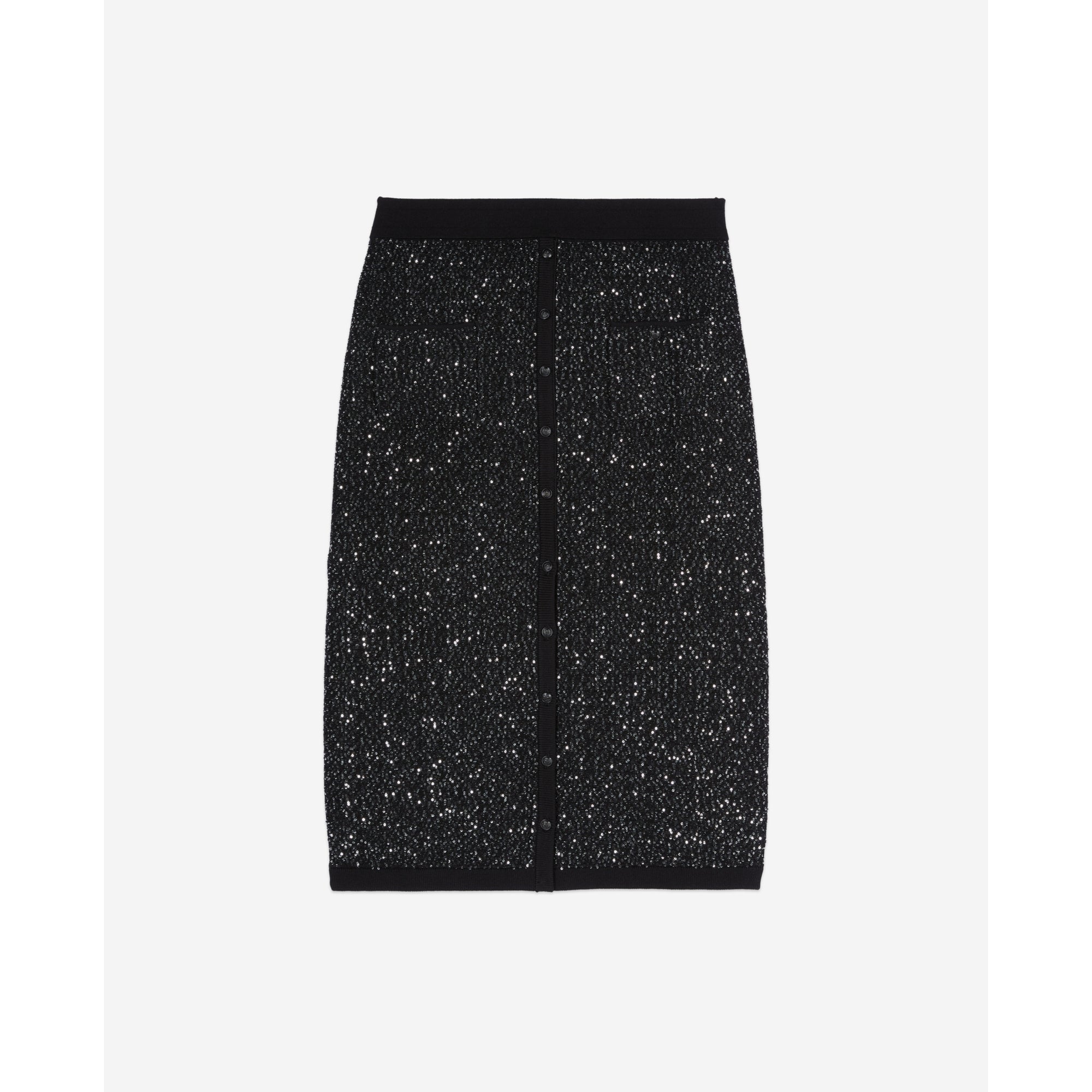 Mid-Length Sequin Skirt | Women | Black