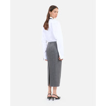 Mid-Length Striped Pencil Skirt | Women | Light Grey