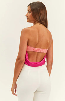 Milly Satin Strapless Crop Top | Pink