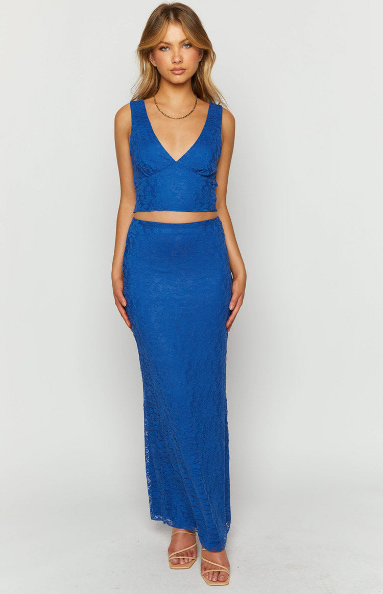 Mimosa Lace Crop Top | Blue