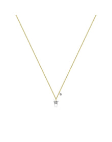 Mini Butterfly Necklace | 14K Two Tone Gold