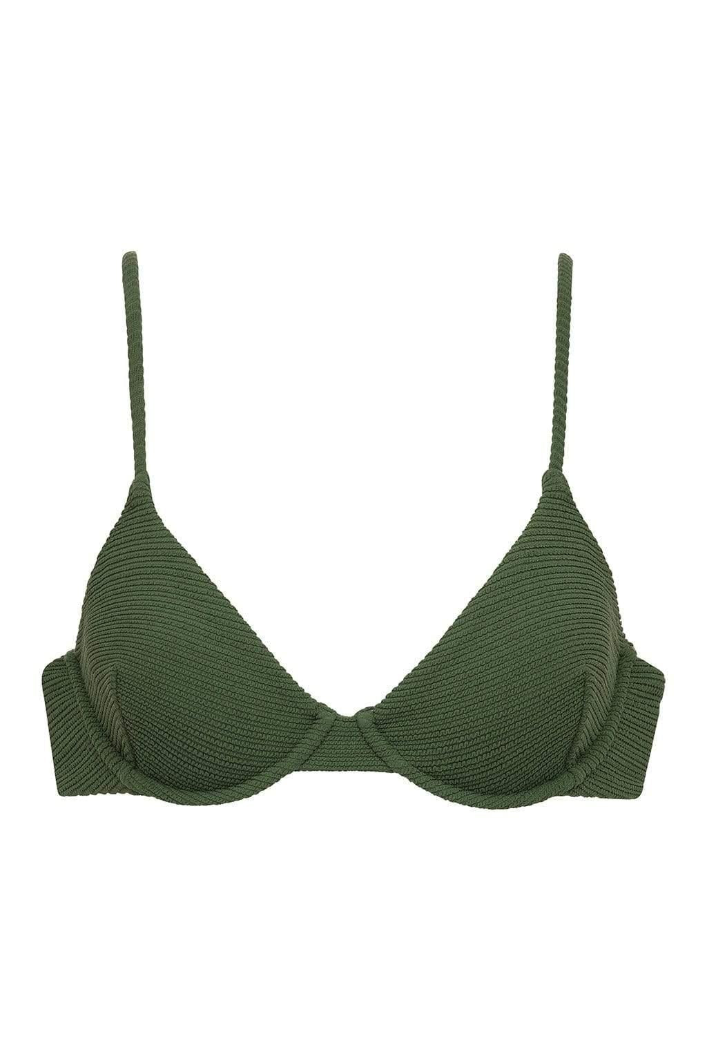 Dainty Bikini Top | Olive Micro Scrunch