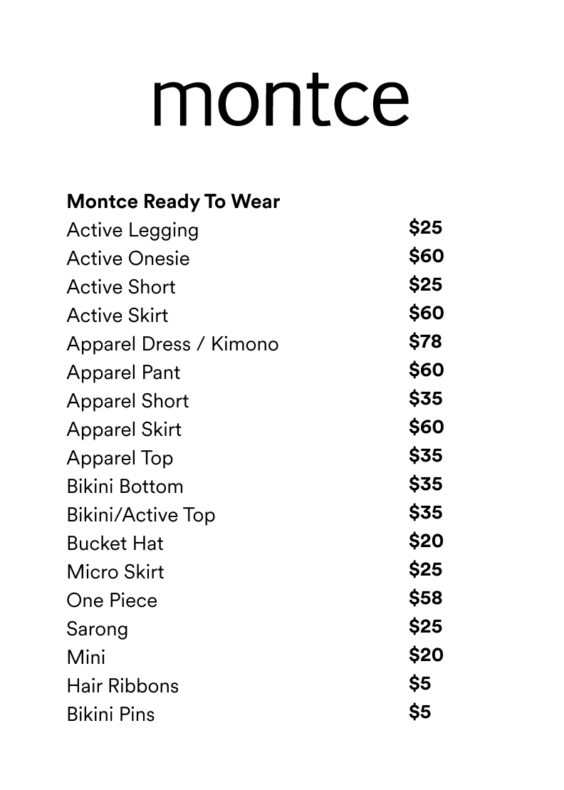 Price table