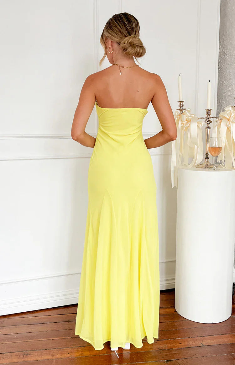 Myka Strapless Maxi Dress | Yellow