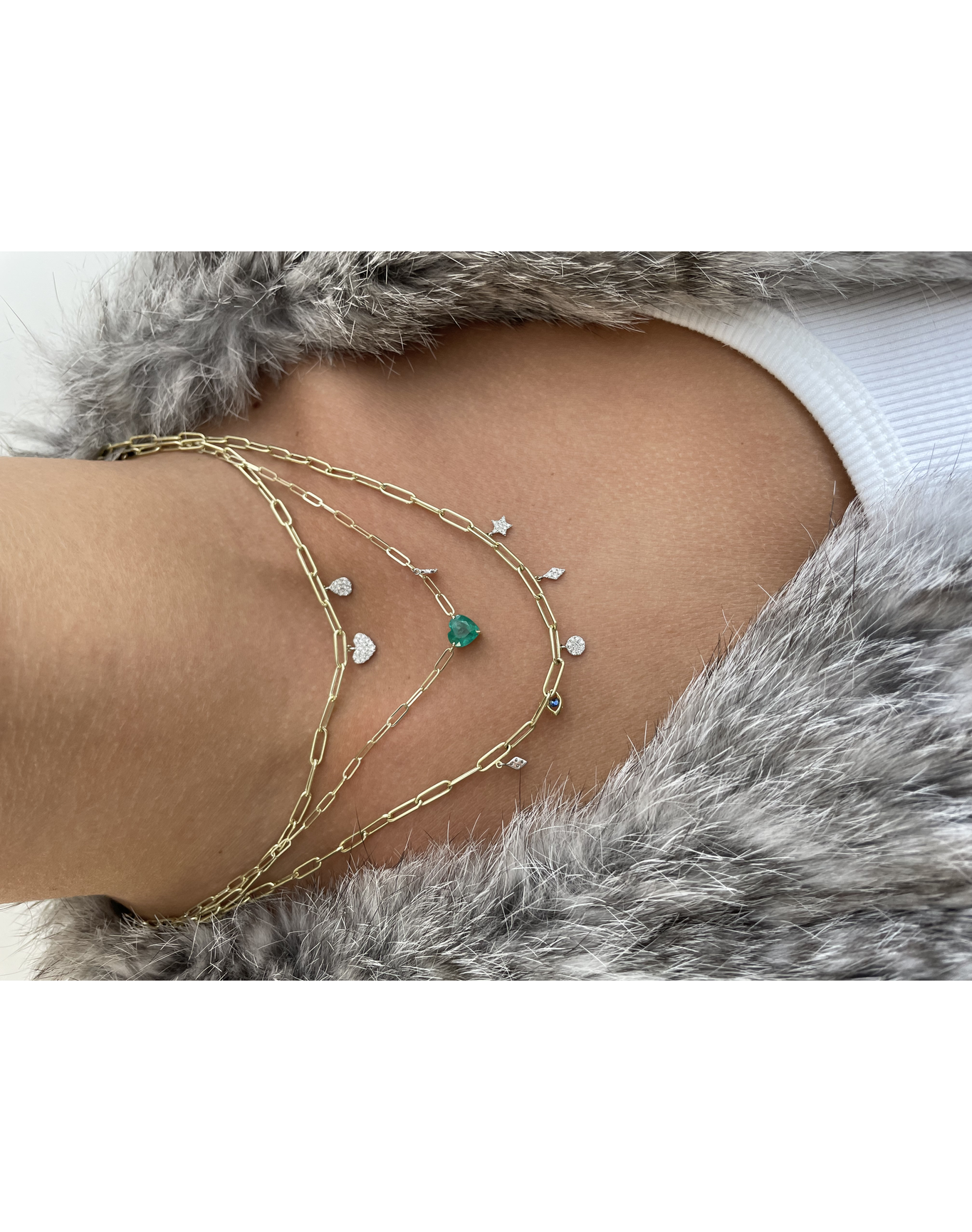 Evil Eye Diamond Paperclip Necklace | 14kt Gold
