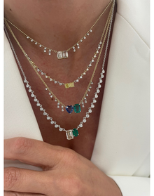 Yellow Diamond and Sapphire Moi et Toi Diamond Tennis Necklace | Yellow Diamond & Blue Sapphire