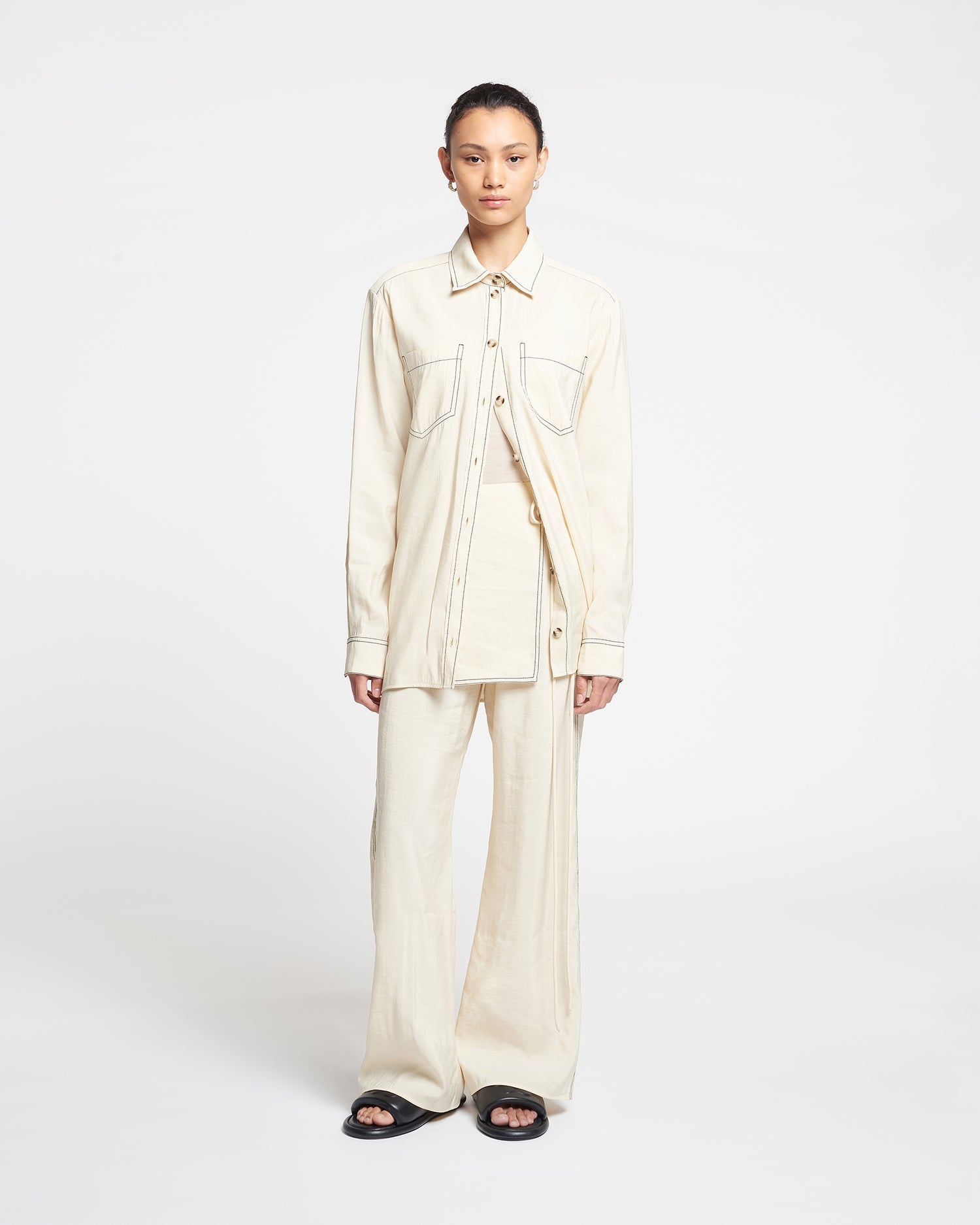 Womens | Metta Glass Poplin Shirt Dress | Oat