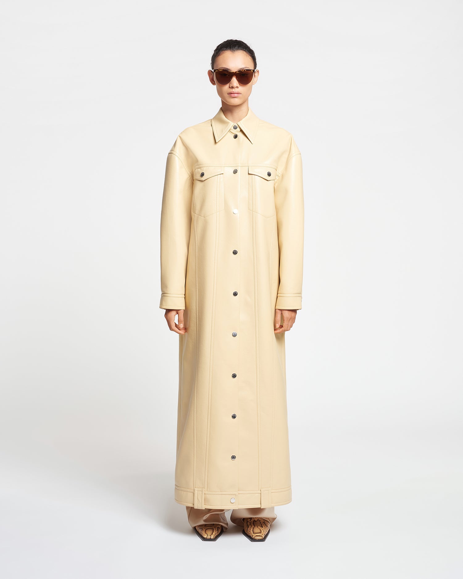 Womens | Keano Regenerated Leather Coat | Vintage Creme