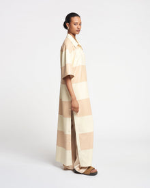 Womens | Robbie Alt-Leather Maxi Dress | Eggshell/Vanilla