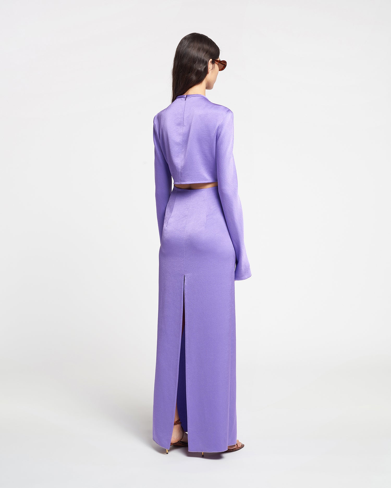 Womens | Bonno Cut-Out Crisp-Satin Maxi Dress | Iris