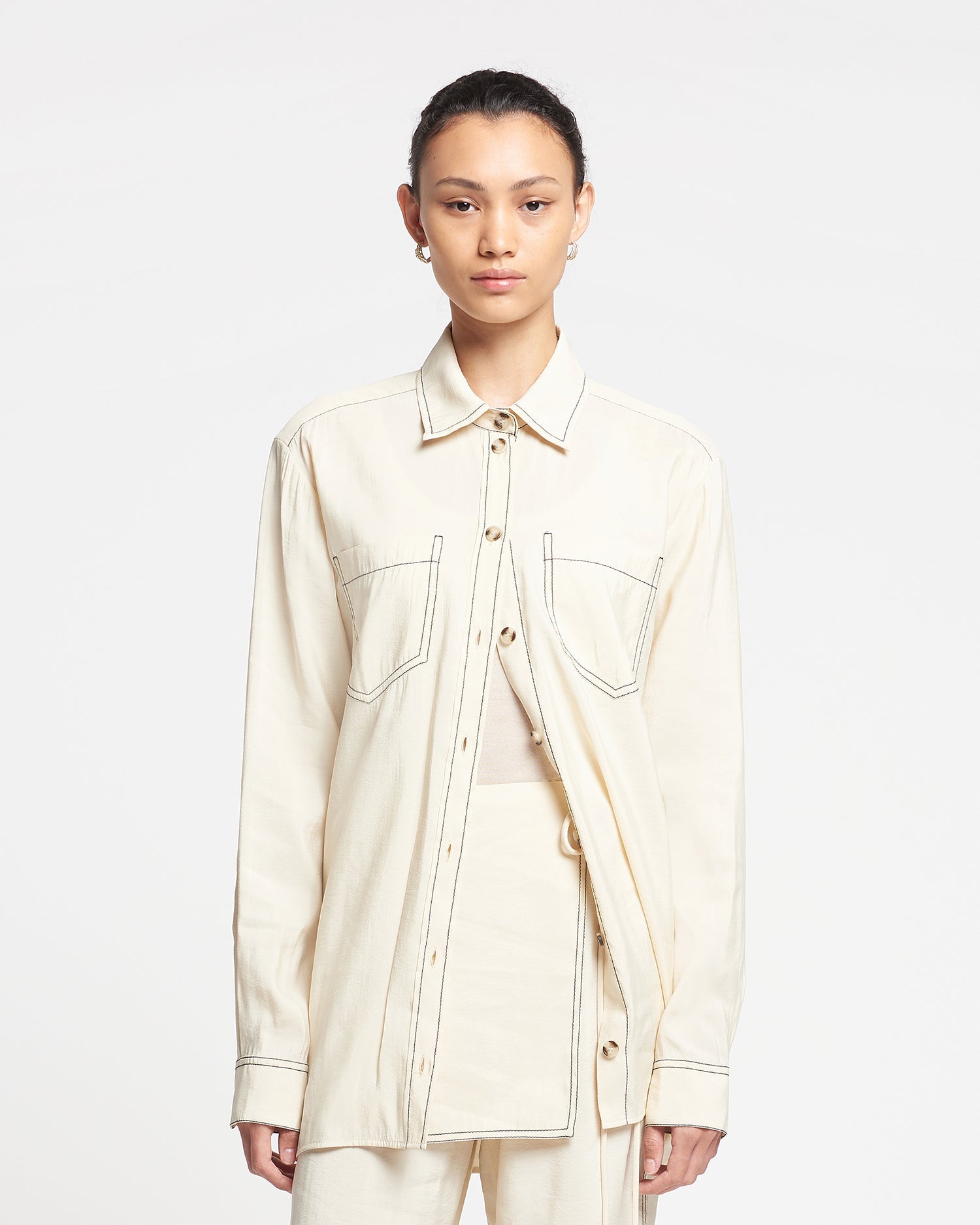 Womens | Metta Glass Poplin Shirt Dress | Oat