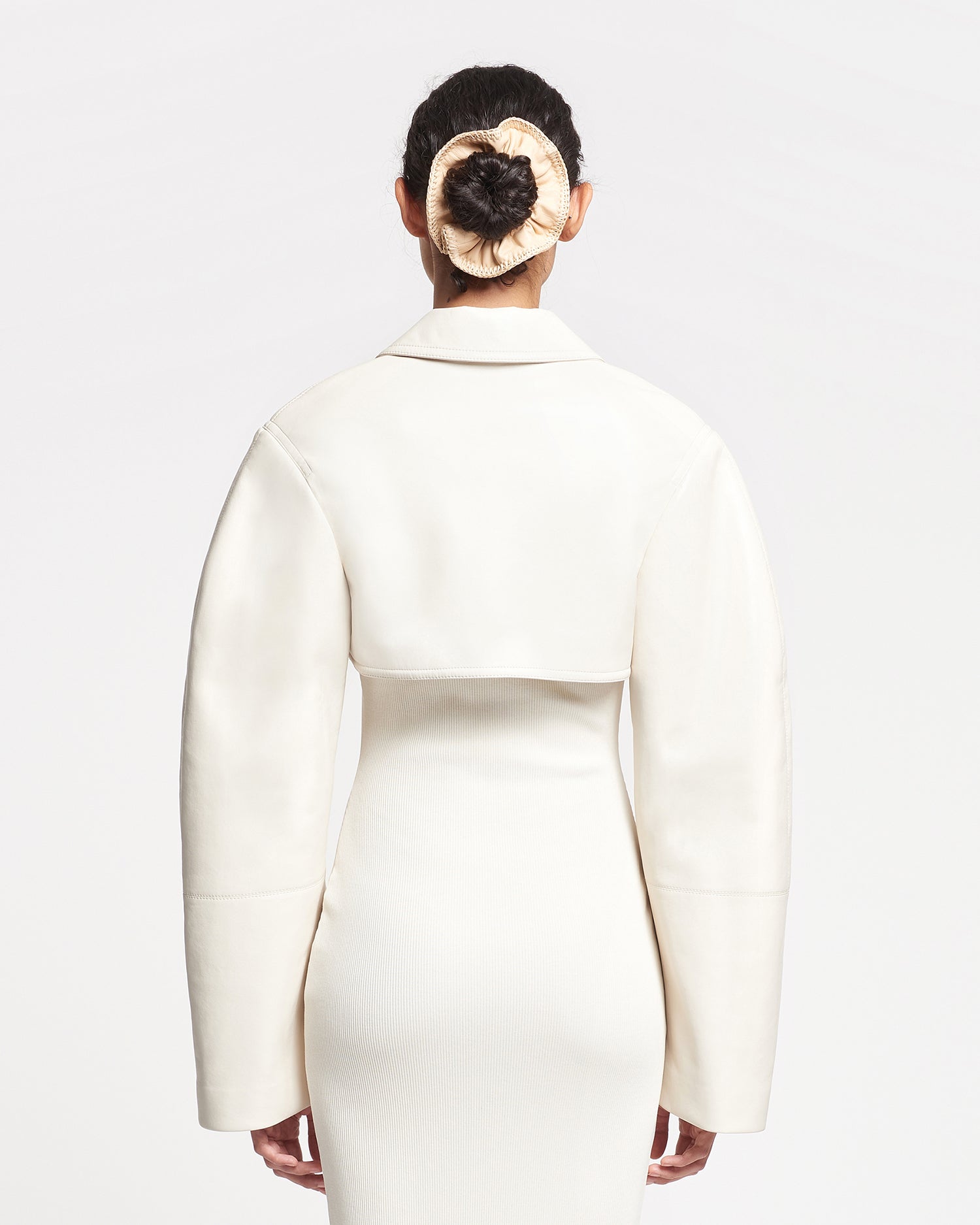 Womens | Brisia Cropped Regenerated Leather Bolero | Creme