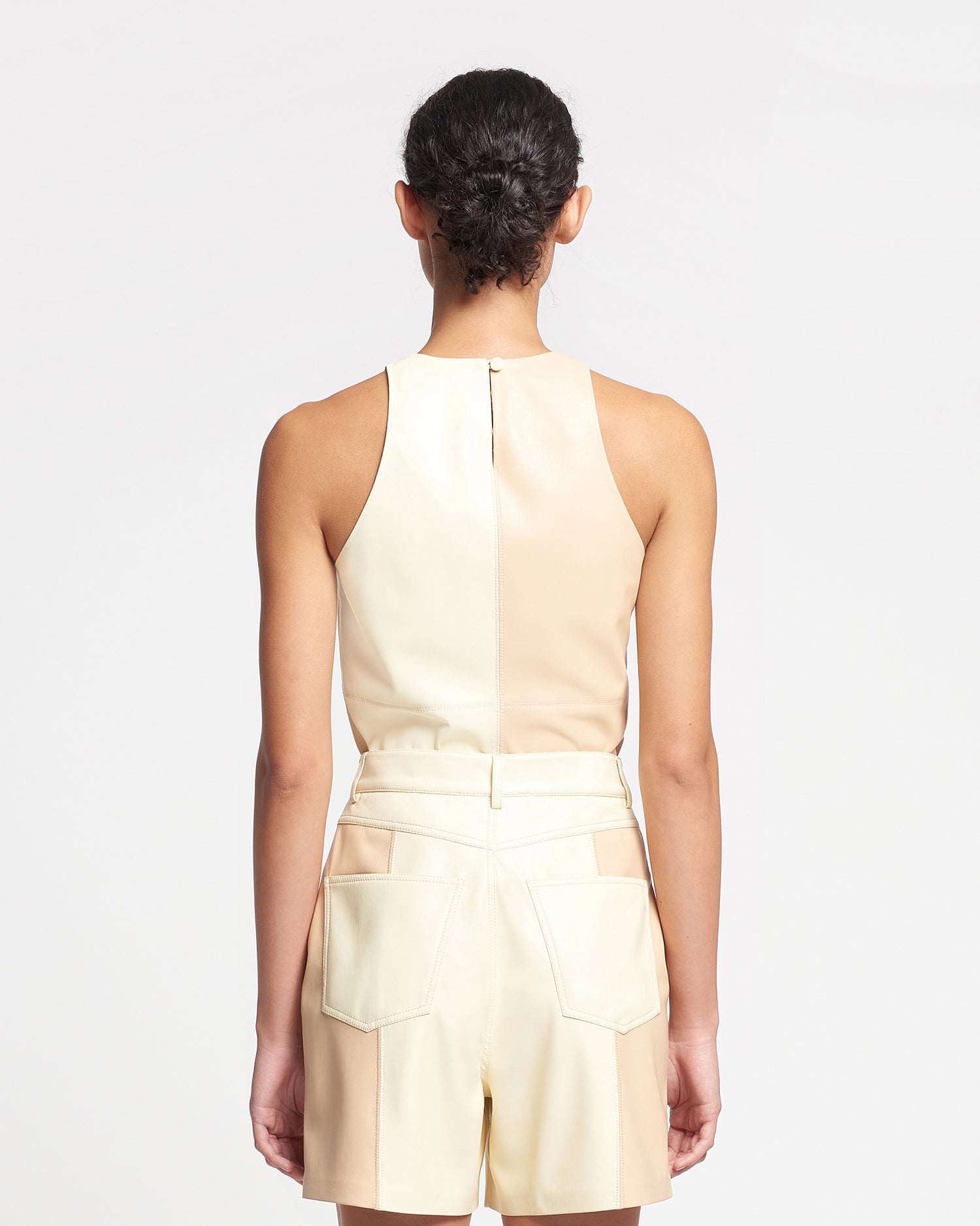 Womens | Teza Alt-Leather Top | Eggshell/Vanilla