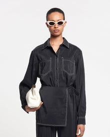 Womens | Metta Glass Poplin Shirt Dress | Black