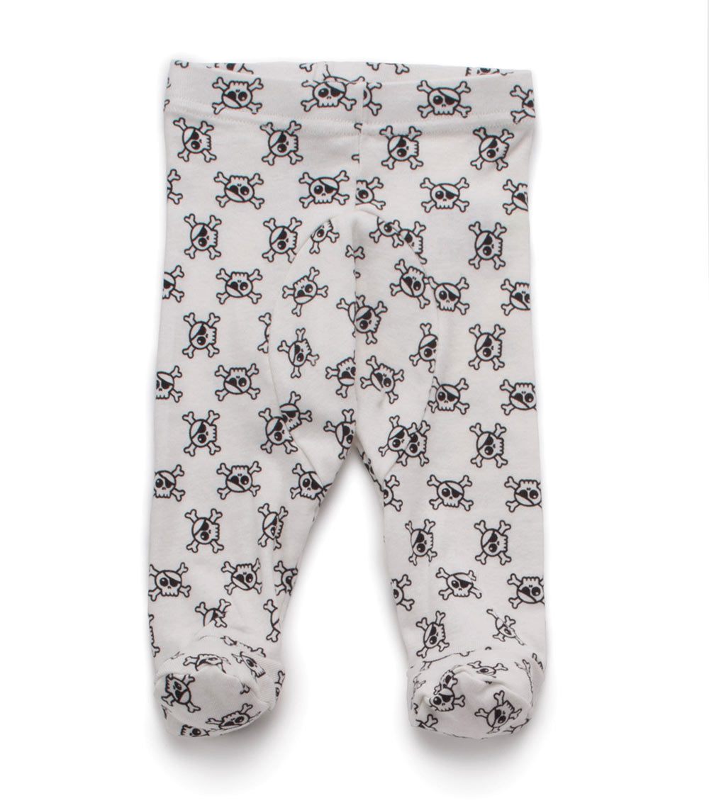 Newborn | Skull Leggings Footie | White