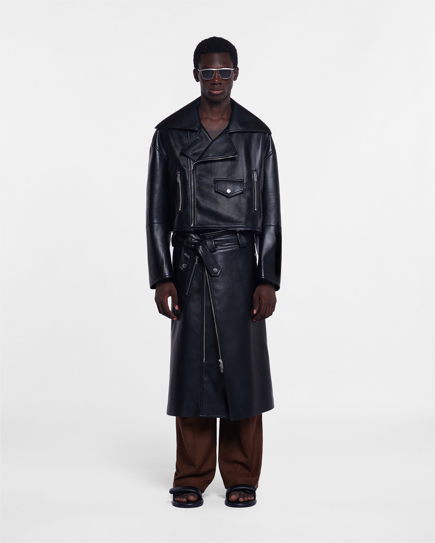 Mens | Ross Regenerated Leather Biker Coat | Black