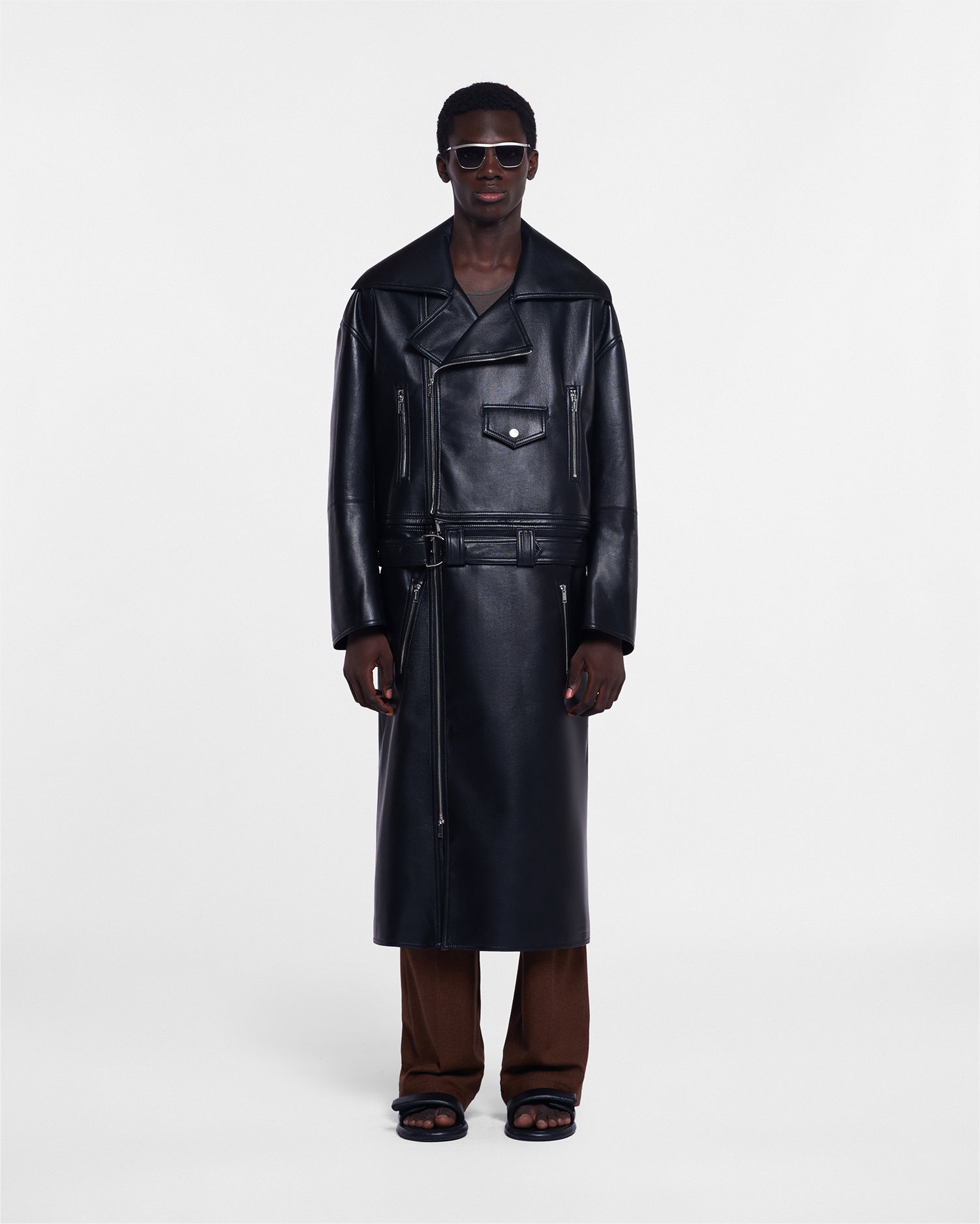 Mens | Ross Regenerated Leather Biker Coat | Black