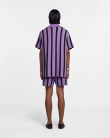 Mens | Ziko Striped Terry-Knit Shirt | Stripe Dark Khaki Lilac