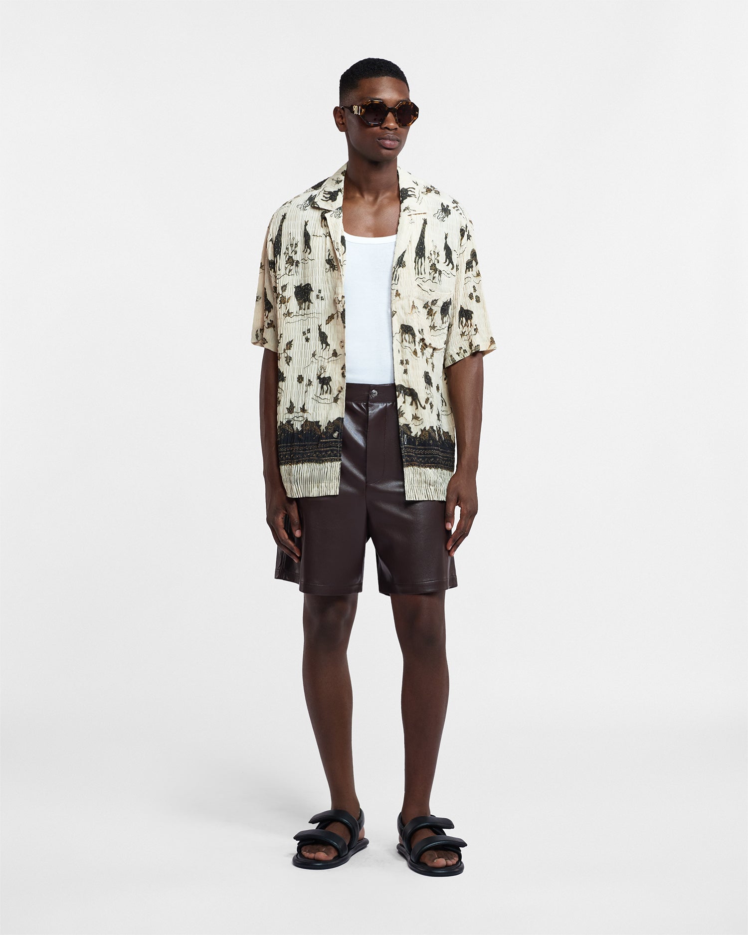 Mens | Novan Okoboralt-Leather Shorts | Coffee Ground