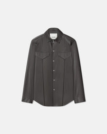 Mens | Olavi Okobor Alt-Leather Shirt | Midnight Green