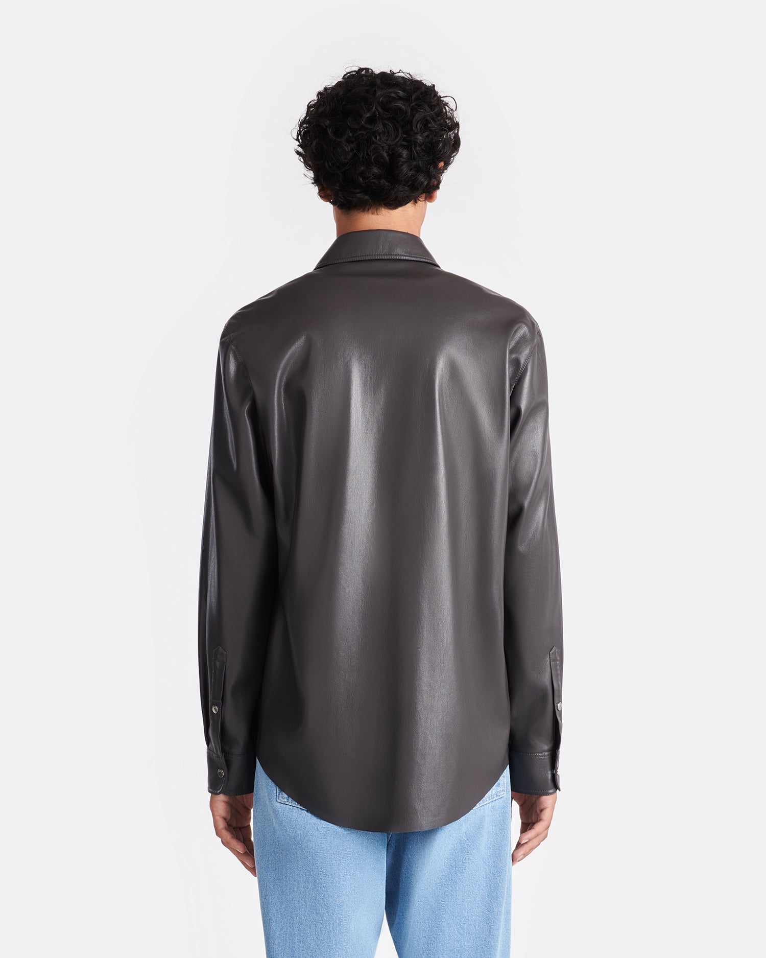 Mens | Olavi Okobor Alt-Leather Shirt | Midnight Green