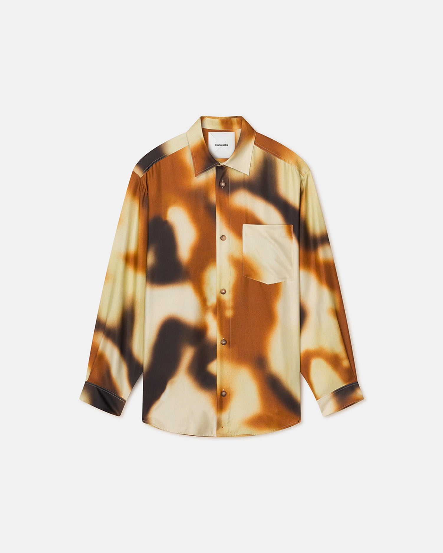 Mens | Sebas Printed Silk-Twill Shirt | Smudged Graffiti