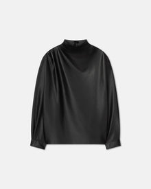 Mens | Mikael Draped Okobor Alt-Leather Top | Black