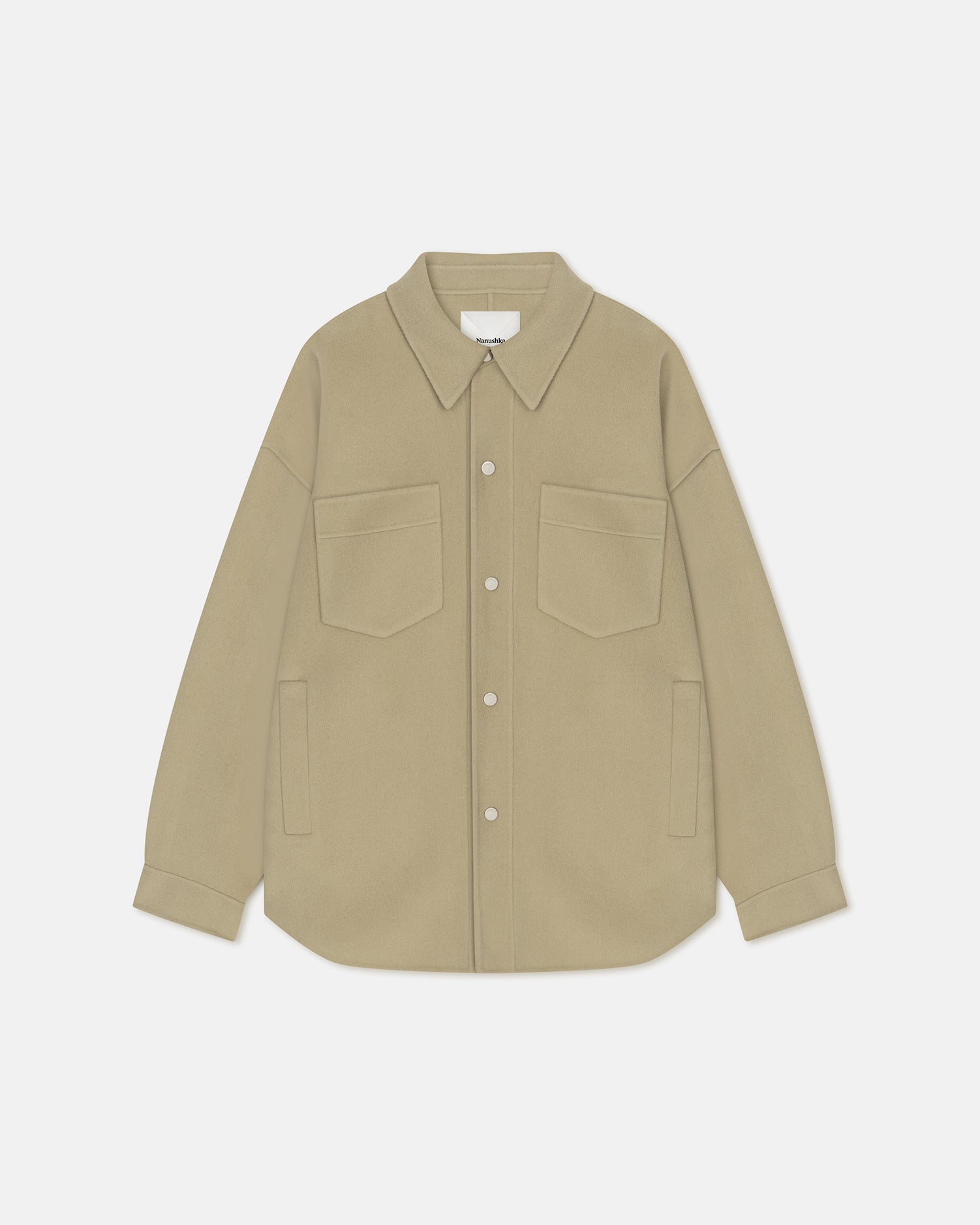 Mens | Martin Double Wool And Silk Blend Overshirt | Pale Olive