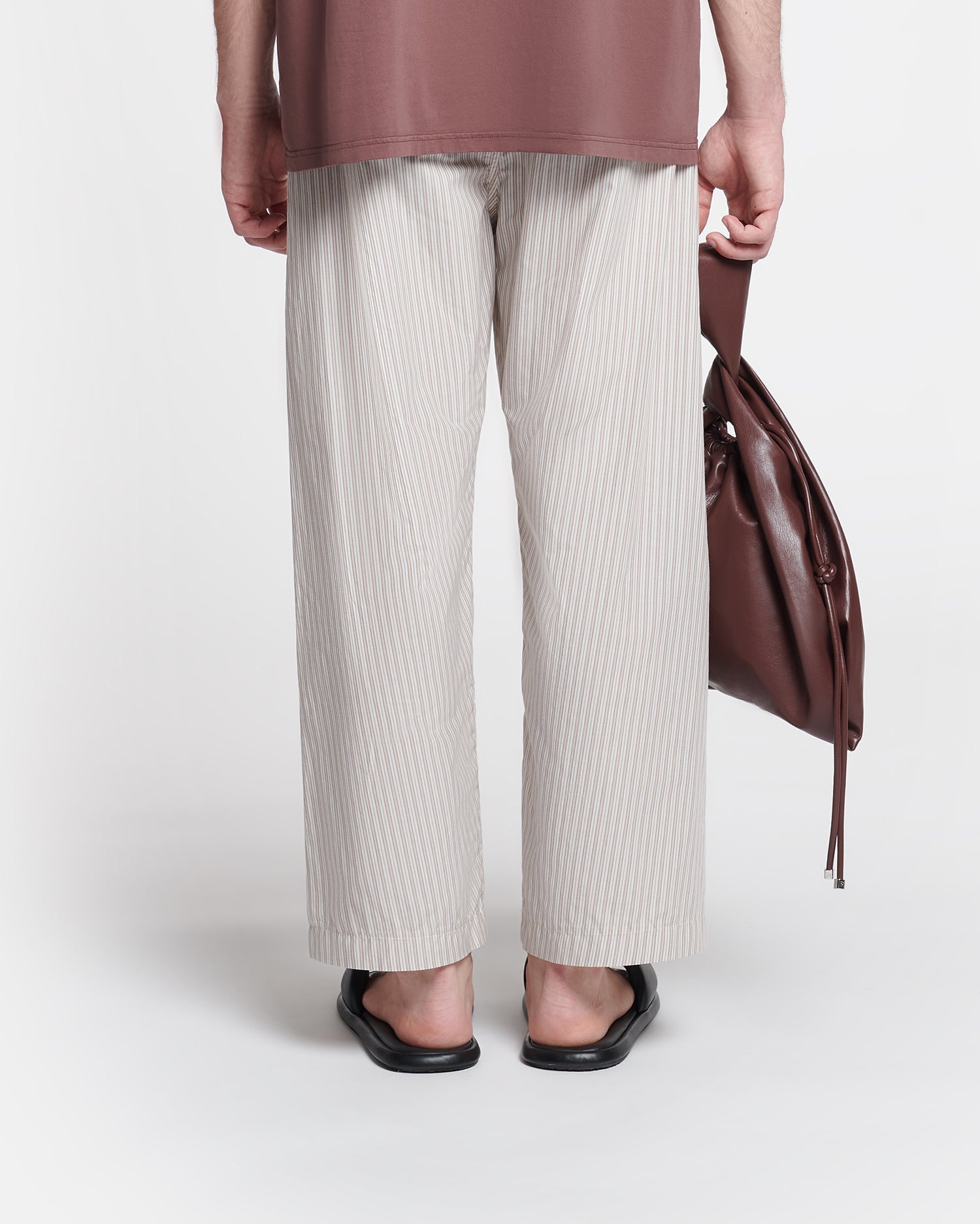 Mens | Ferre Belted Striped Pants | Caramel/ Ecru