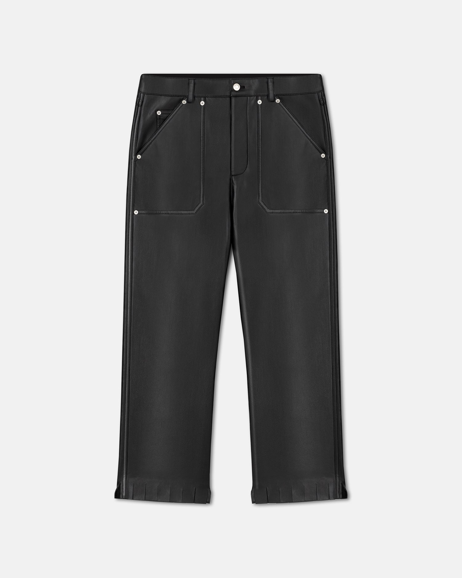 Mens | Quido Fringed Regenerated Leather Pants | Black