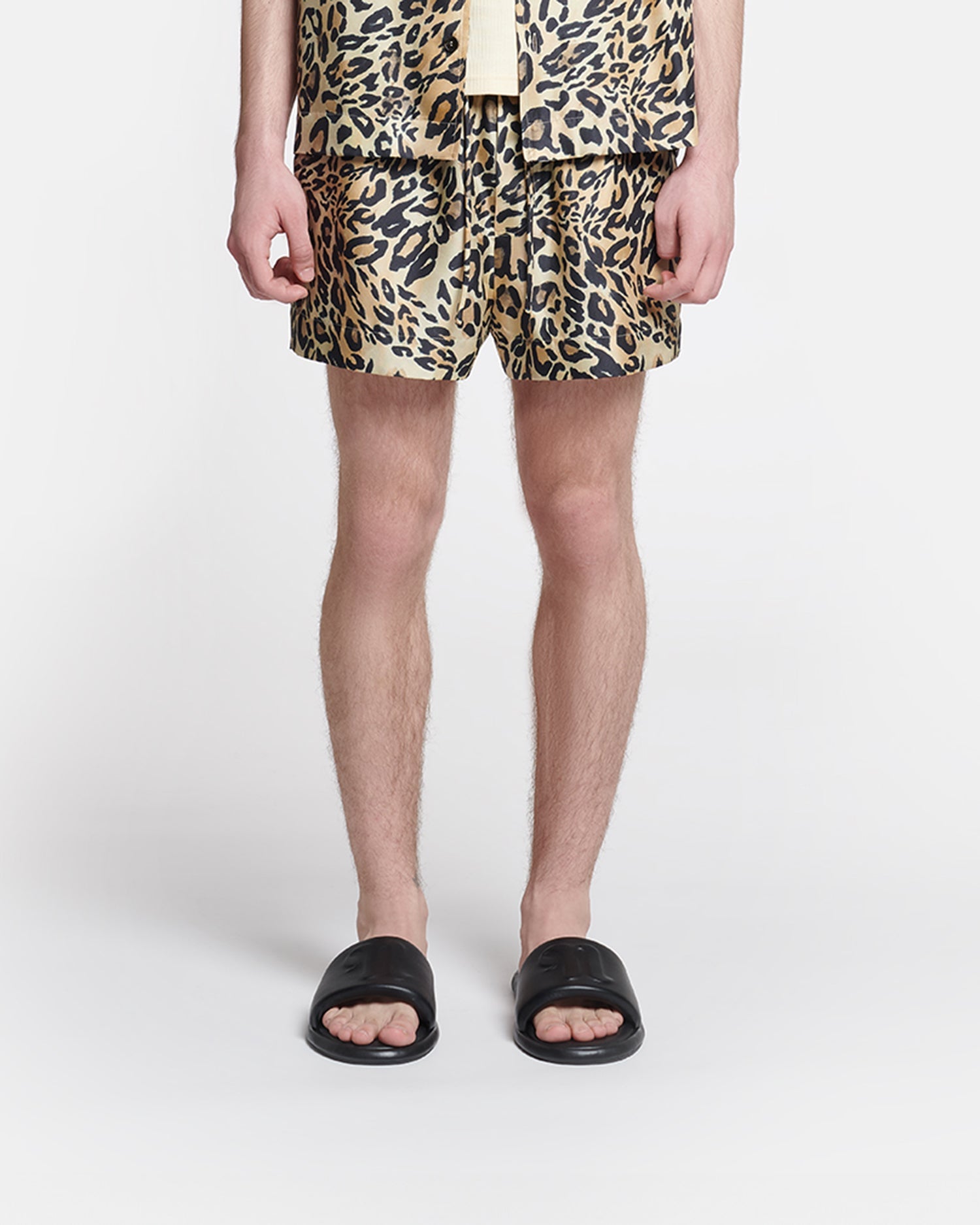 Mens | Amil Printed Twill-Silk Shorts | Leopard