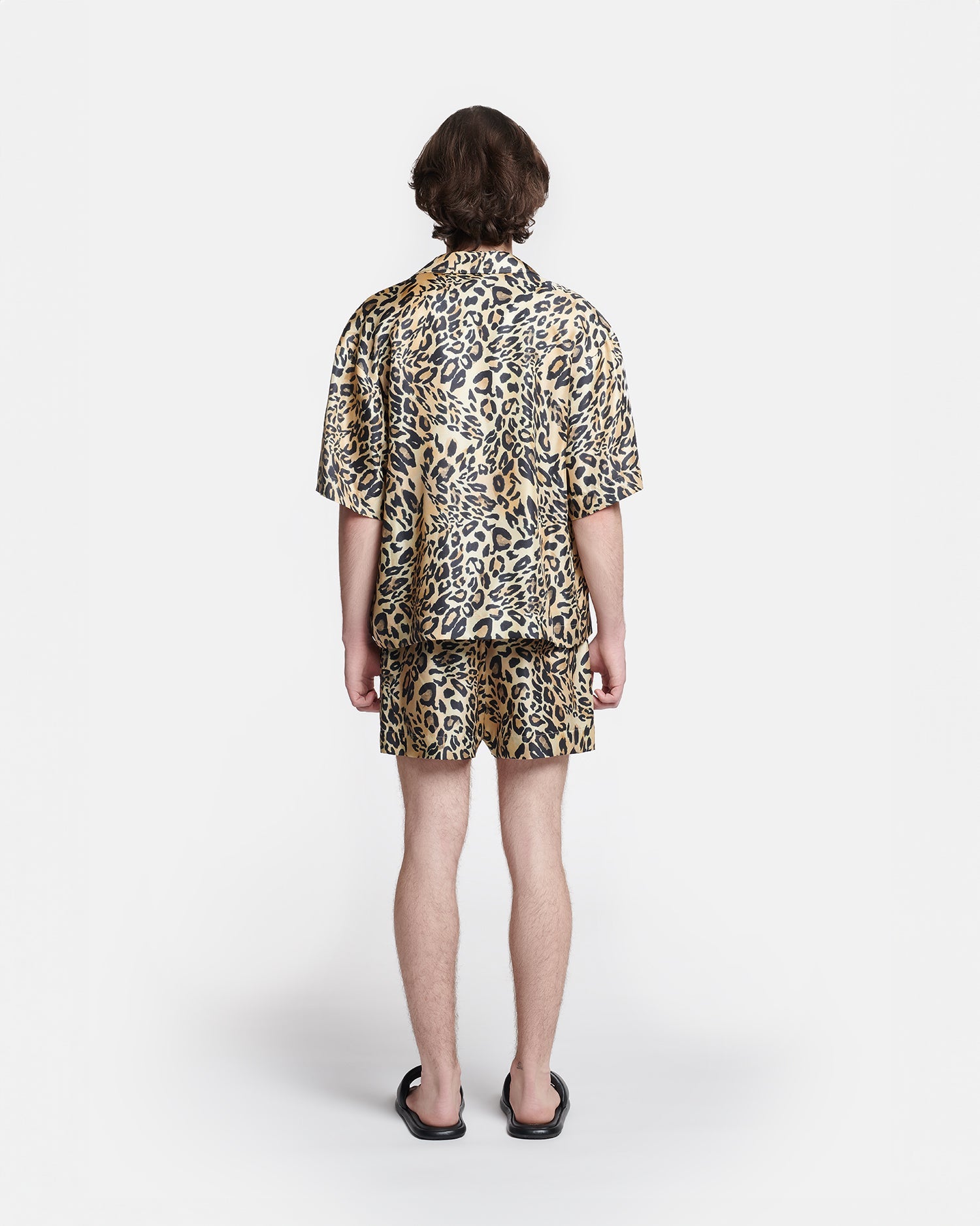 Mens | Amil Printed Twill-Silk Shorts | Leopard