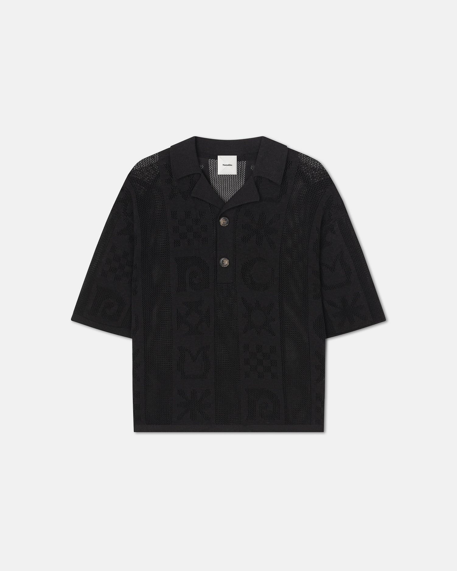 Mens | Jasim Paper-Crochet Polo Shirt | Black