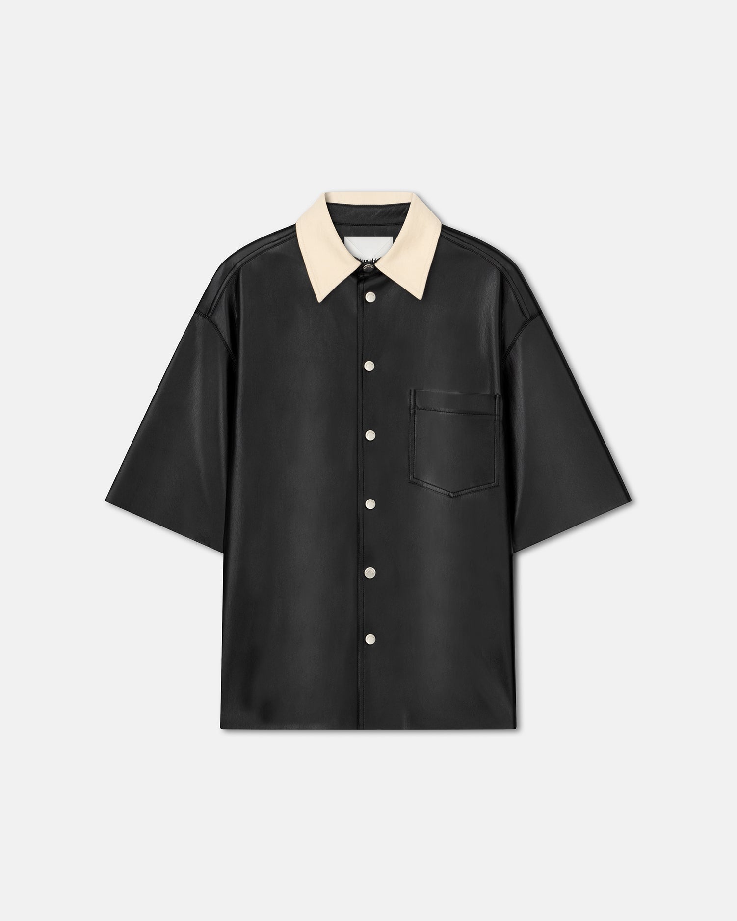 Mens | Aksel Denim-Trimmed Okobor Alt-Leather Shirt | Black