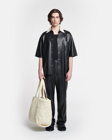 Mens | Aksel Denim-Trimmed Okobor Alt-Leather Shirt | Black