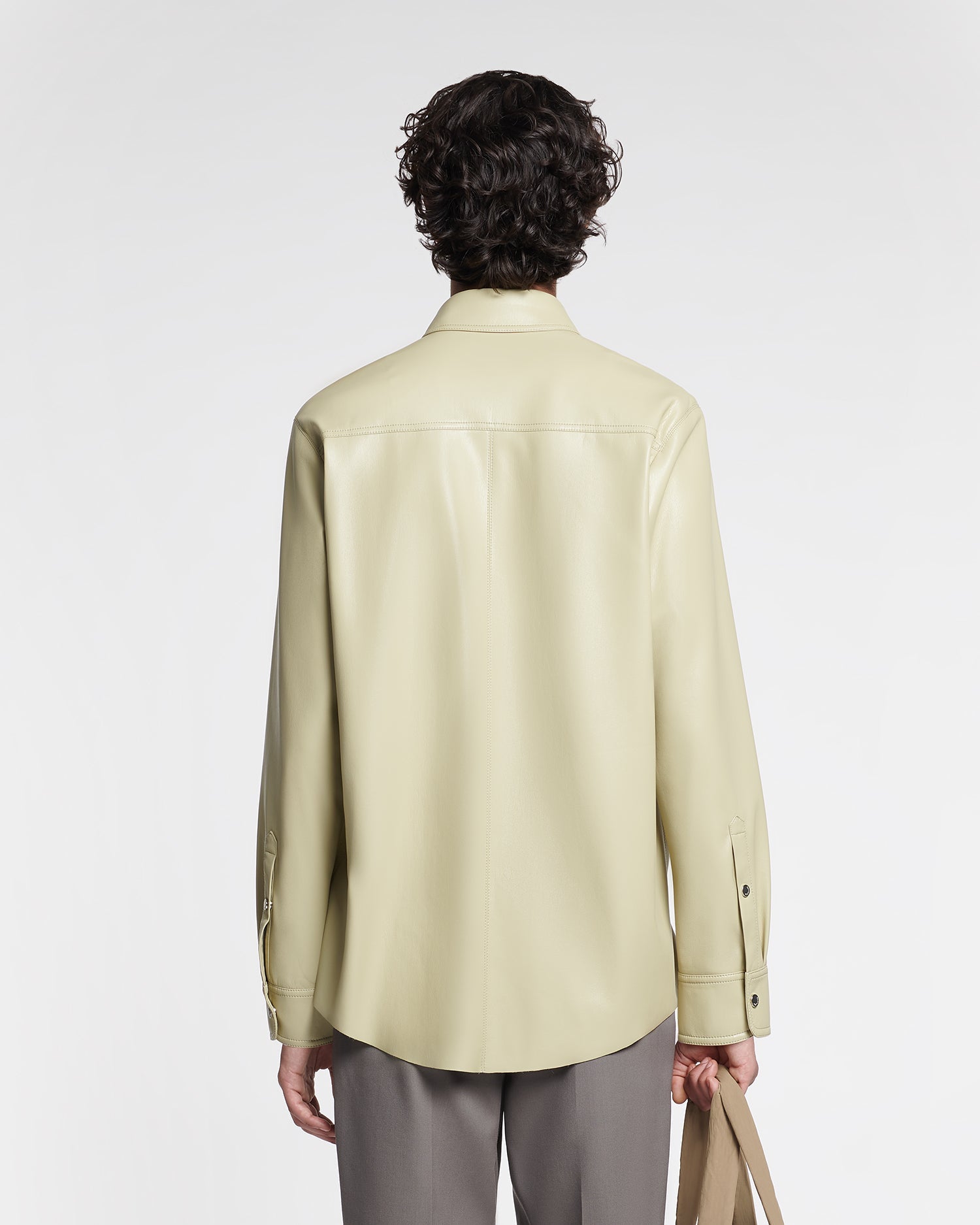 Mens | Onni Okobor Alt-Leather Shirt | Pale Olive