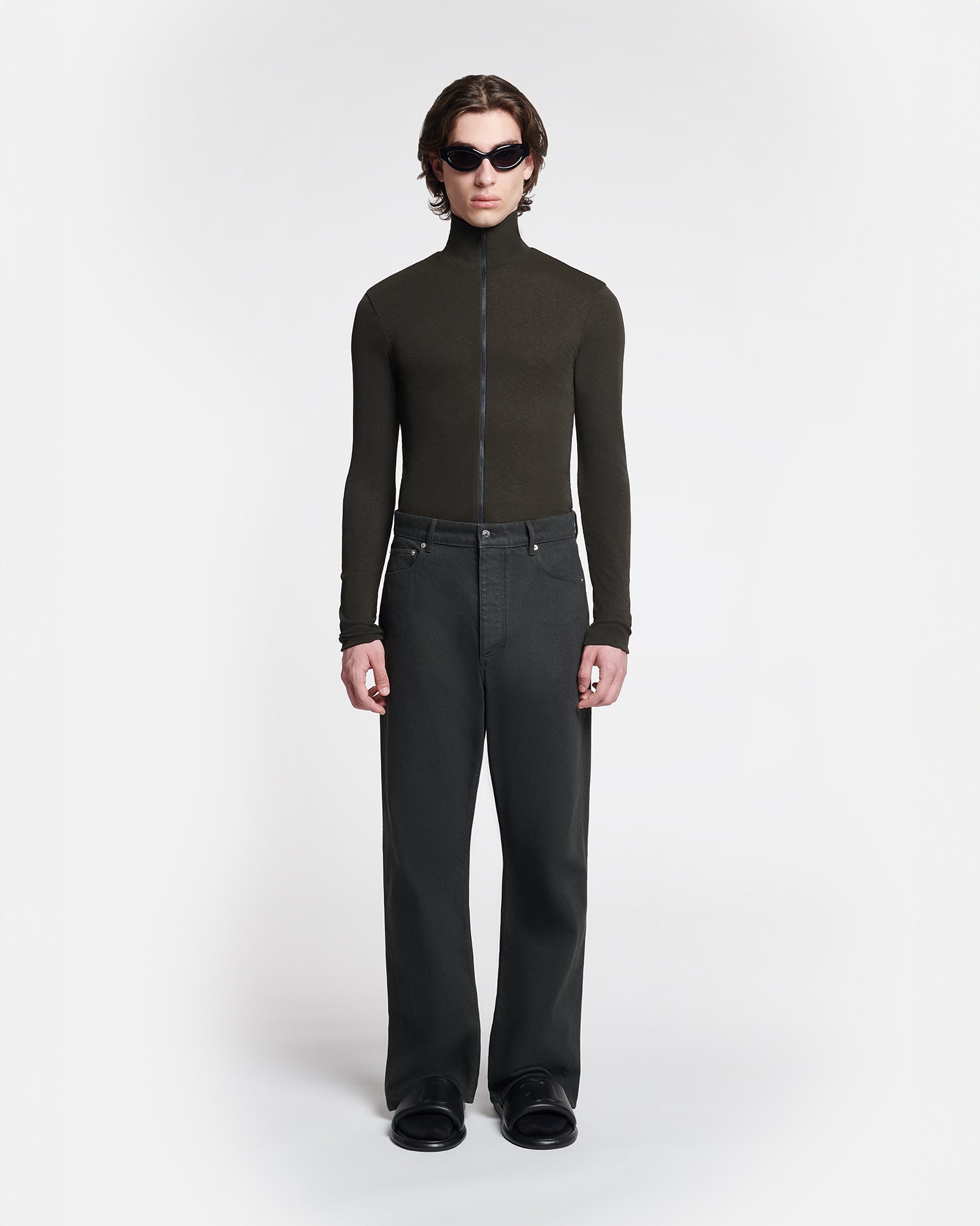 Mens | Magnus Mesh-Jersey Turtleneck Top | Anthracite