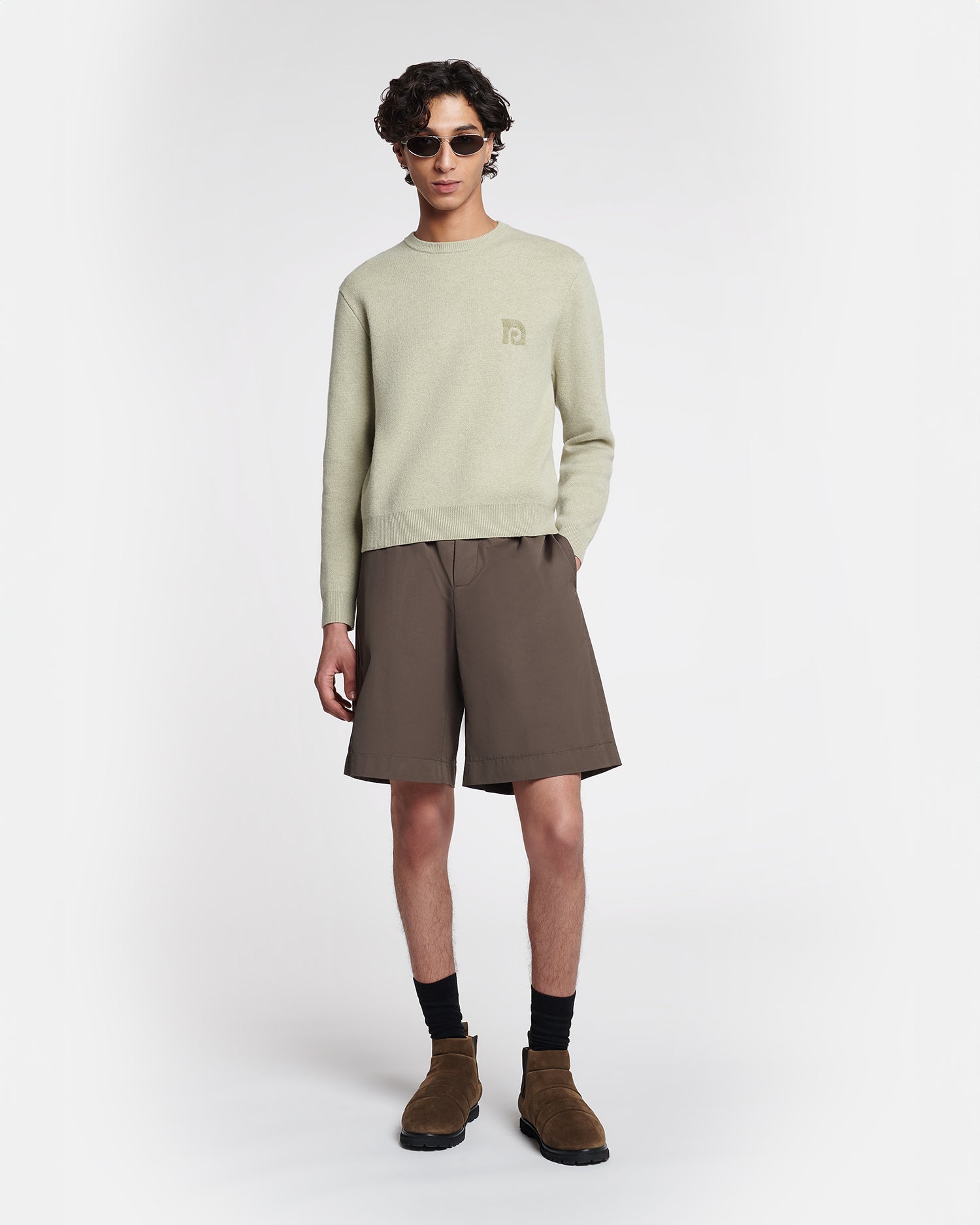 Mens | Stono Embroidered Merino Wool Sweater | Stone