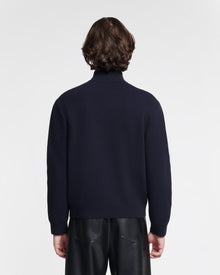 Mens | Poval Merino Wool Zip Cardigan | Navy