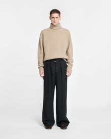 Mens | Nevin Brushed Merino Turtleneck Sweater | Oatmeal