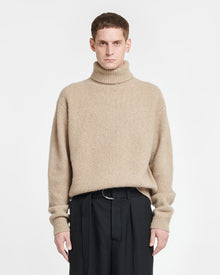 Mens | Nevin Brushed Merino Turtleneck Sweater | Oatmeal