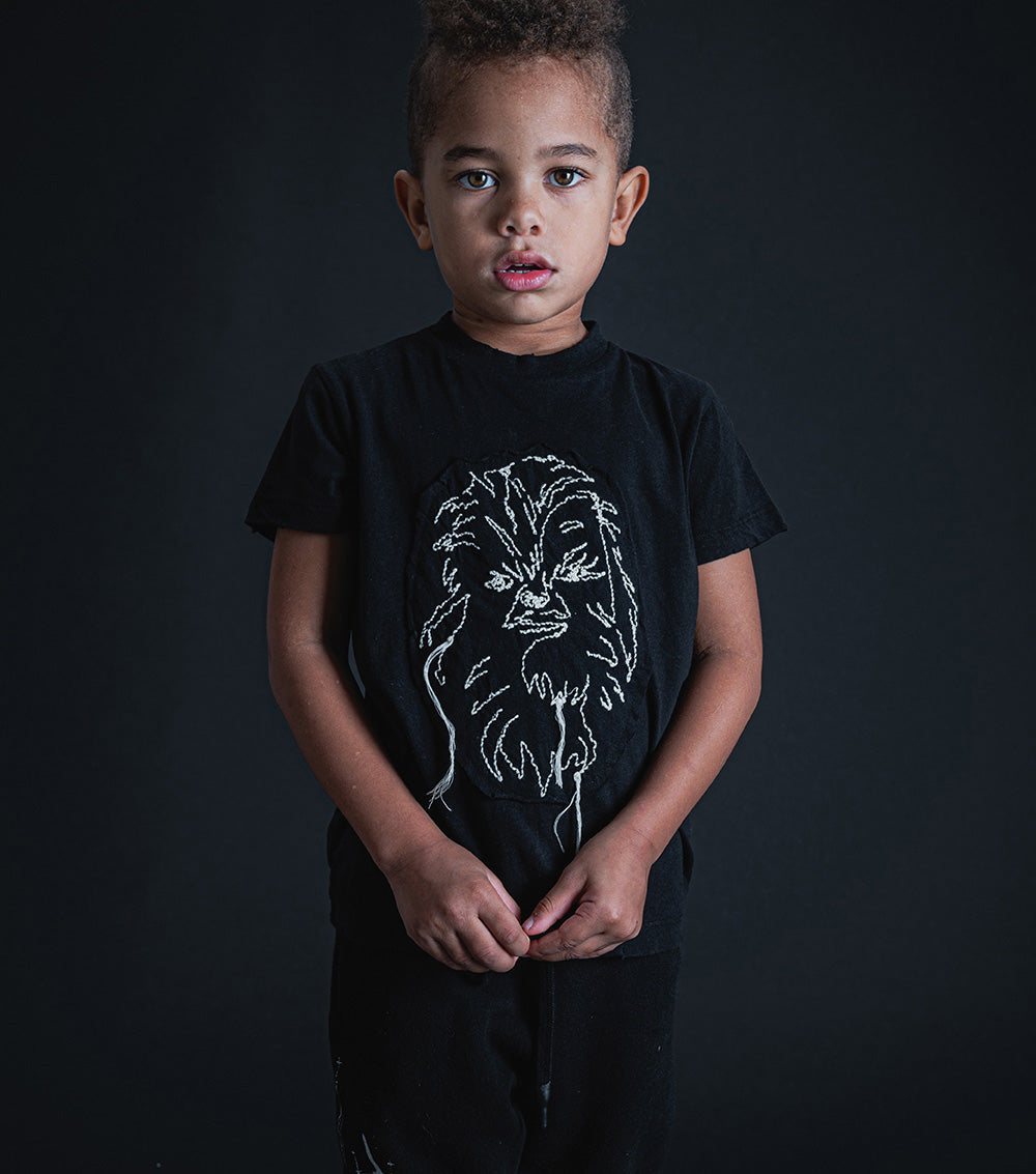 Kid | Embroidered Chewbacca T-Shirt | Black