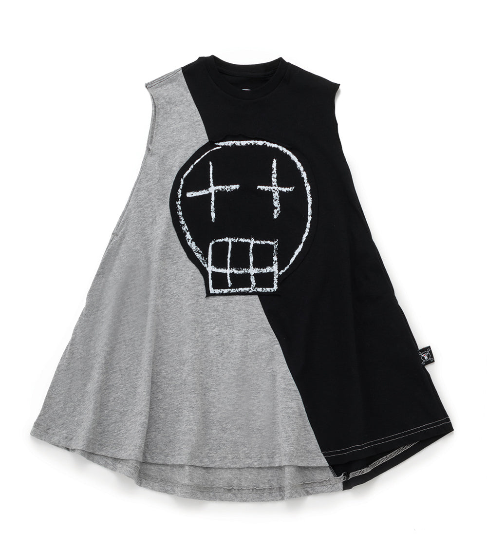 Kid | Sketch Skull 360 Dress | Black x Heather Grey