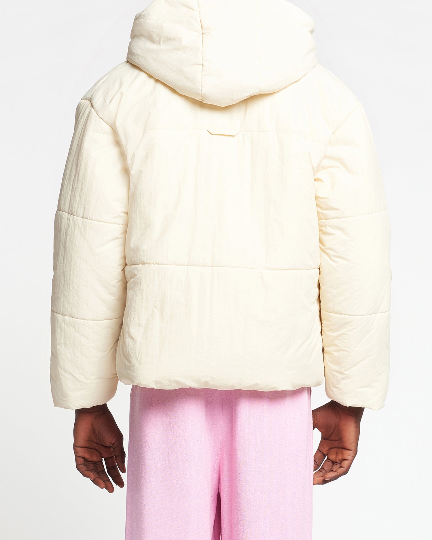 Unisex | Hide Hood Tech Poplin Hooded Puffer Jacket | Creme