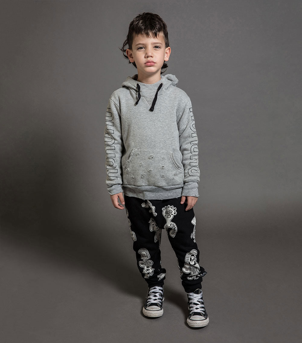 Kid | Fluffy Torn Hoodie | Heather Grey
