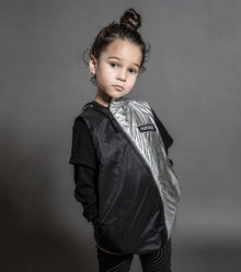 Kid | Half & Half Nylon Vest | Black x Silver