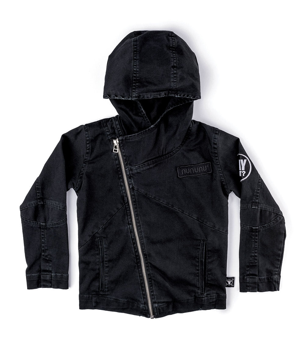 Kid | Hooded Biker Jacket | Dyed Black