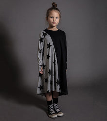 Kid | Half & Half Star 360 Dress | Black x Heather Grey