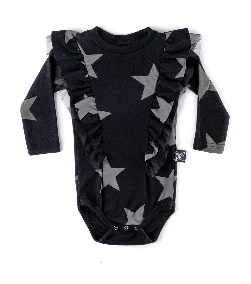 Kid | Ruffled Star Onesie | Black